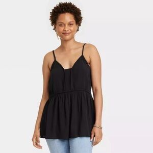 Women’s Knox Rose Black Spaghetti Strap Boho Flowy Surplice Tank Top Size Small